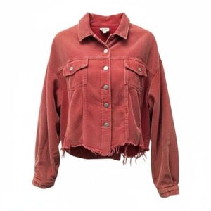 Women's Red Oversized Corduroy Jacket Size Large